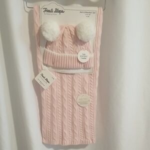 Pink Hat and Blanket Set